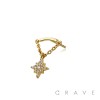 316L SURGICAL STEEL THREADLESS PUSH IN STARBURST CHAIN DANGLE DANGLE CZ TOP PART